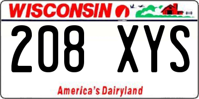 WI license plate 208XYS