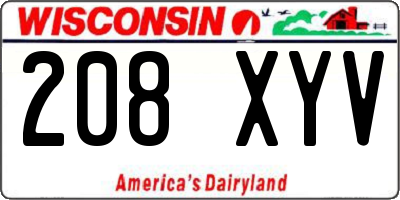 WI license plate 208XYV