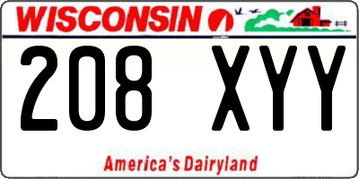 WI license plate 208XYY