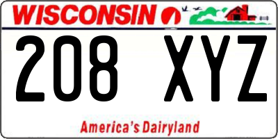 WI license plate 208XYZ