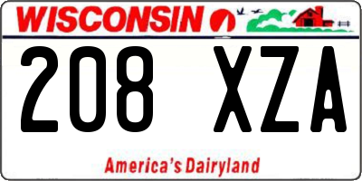 WI license plate 208XZA