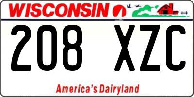 WI license plate 208XZC