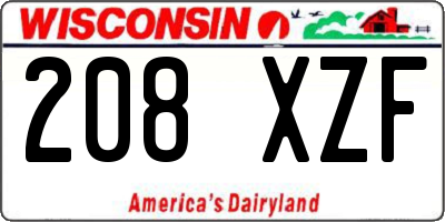WI license plate 208XZF