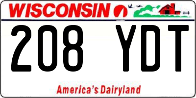 WI license plate 208YDT