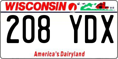 WI license plate 208YDX