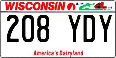 WI license plate 208YDY