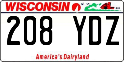 WI license plate 208YDZ