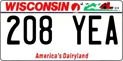 WI license plate 208YEA
