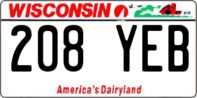 WI license plate 208YEB