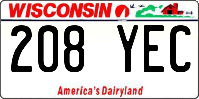 WI license plate 208YEC