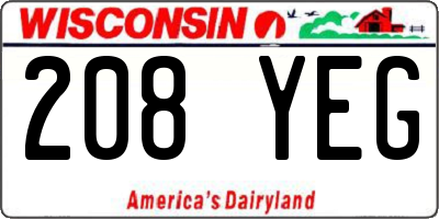 WI license plate 208YEG