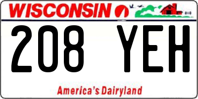 WI license plate 208YEH
