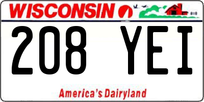 WI license plate 208YEI