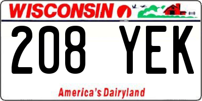 WI license plate 208YEK