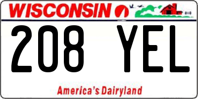 WI license plate 208YEL