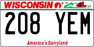 WI license plate 208YEM