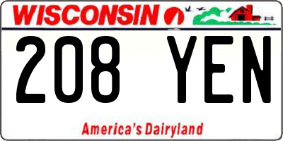 WI license plate 208YEN