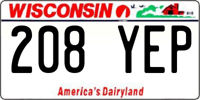 WI license plate 208YEP