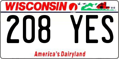 WI license plate 208YES
