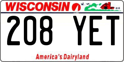 WI license plate 208YET