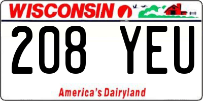 WI license plate 208YEU