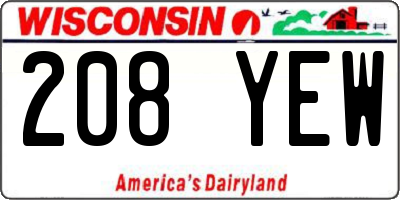 WI license plate 208YEW