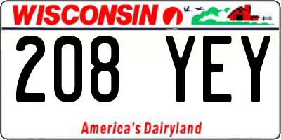 WI license plate 208YEY