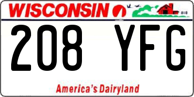 WI license plate 208YFG