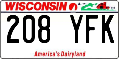 WI license plate 208YFK