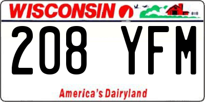 WI license plate 208YFM