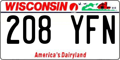 WI license plate 208YFN