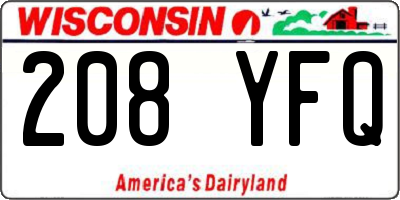 WI license plate 208YFQ
