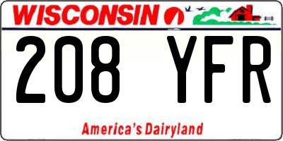 WI license plate 208YFR