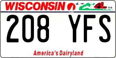 WI license plate 208YFS