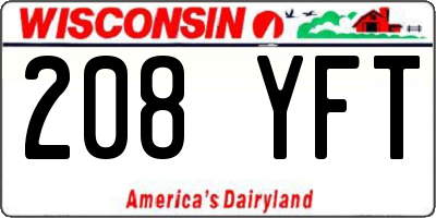 WI license plate 208YFT