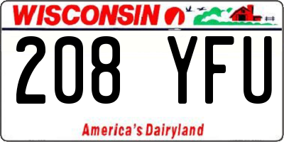 WI license plate 208YFU