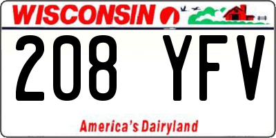WI license plate 208YFV