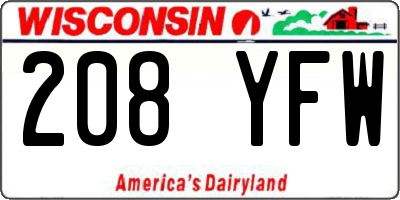 WI license plate 208YFW