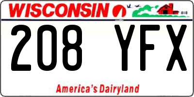 WI license plate 208YFX