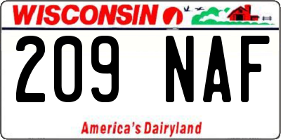 WI license plate 209NAF