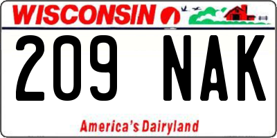 WI license plate 209NAK