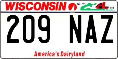 WI license plate 209NAZ