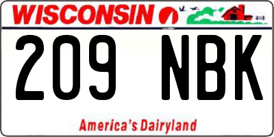 WI license plate 209NBK