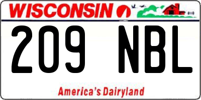 WI license plate 209NBL