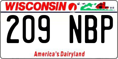 WI license plate 209NBP