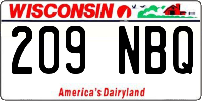 WI license plate 209NBQ