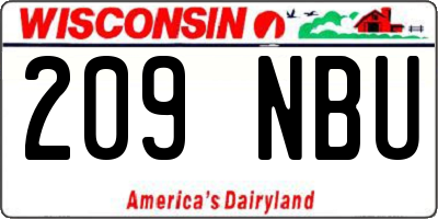 WI license plate 209NBU