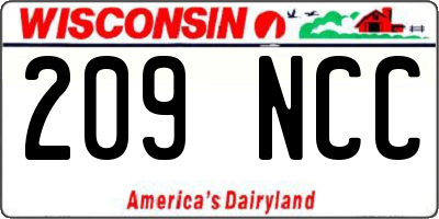 WI license plate 209NCC