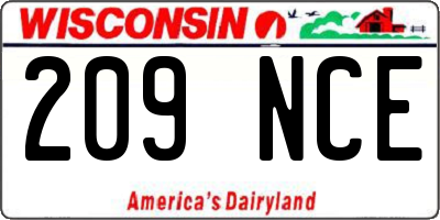 WI license plate 209NCE