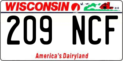 WI license plate 209NCF